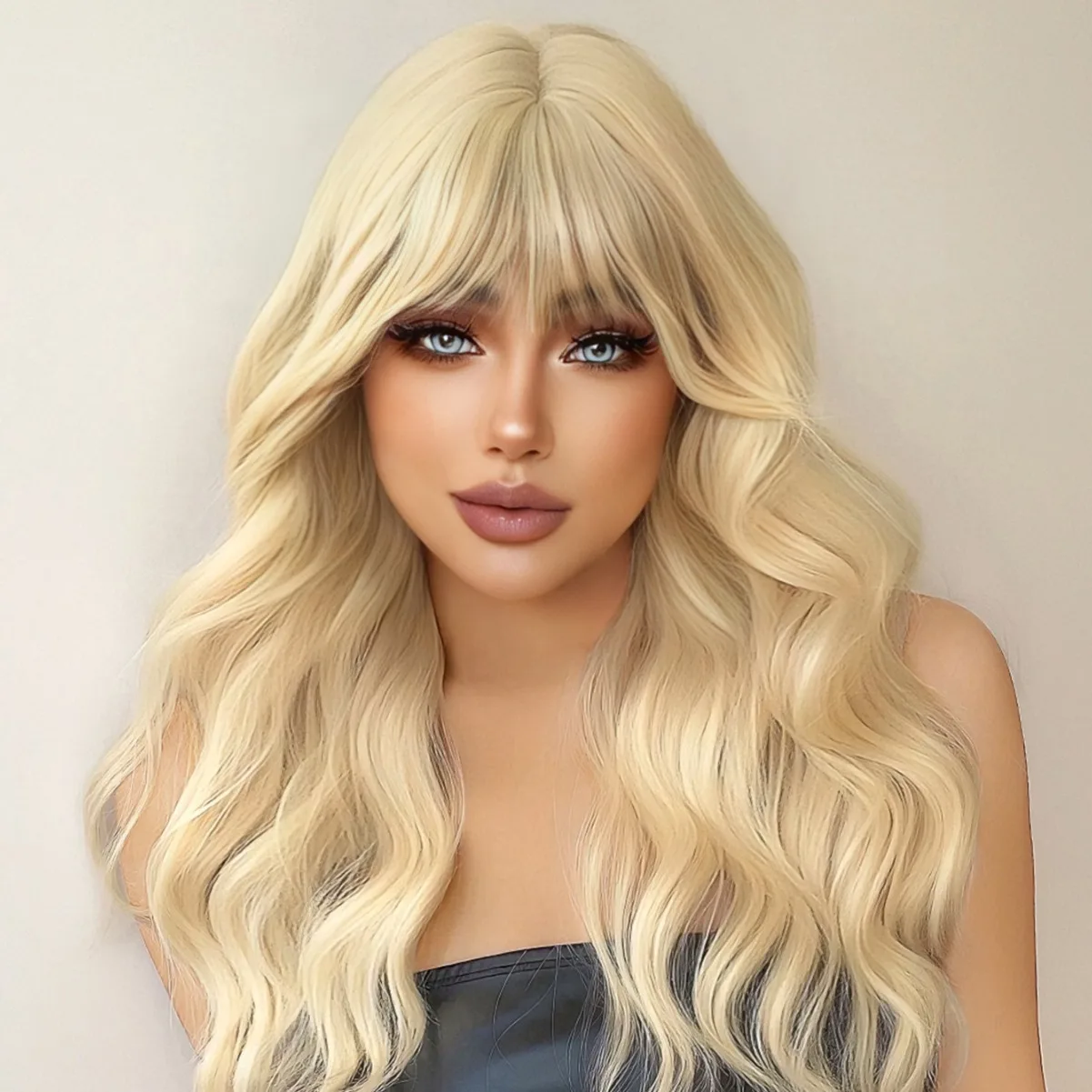 

Wig long hair jk wool roll cute realistic lolita daily retouching blonde long curly hair full headgear