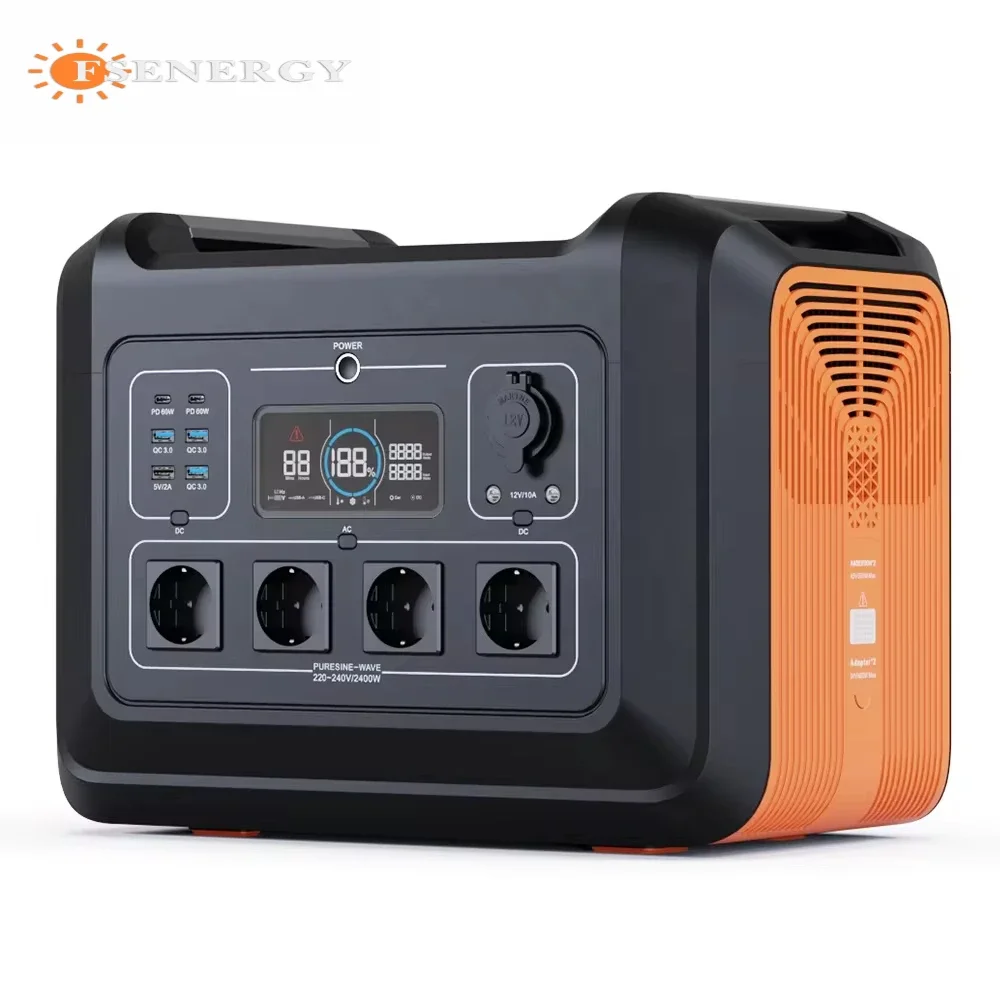 FSENERGY 2400W Powerstation LiFePO4 Solar Generator 230V EU Plug Portable Power Station for Emergency