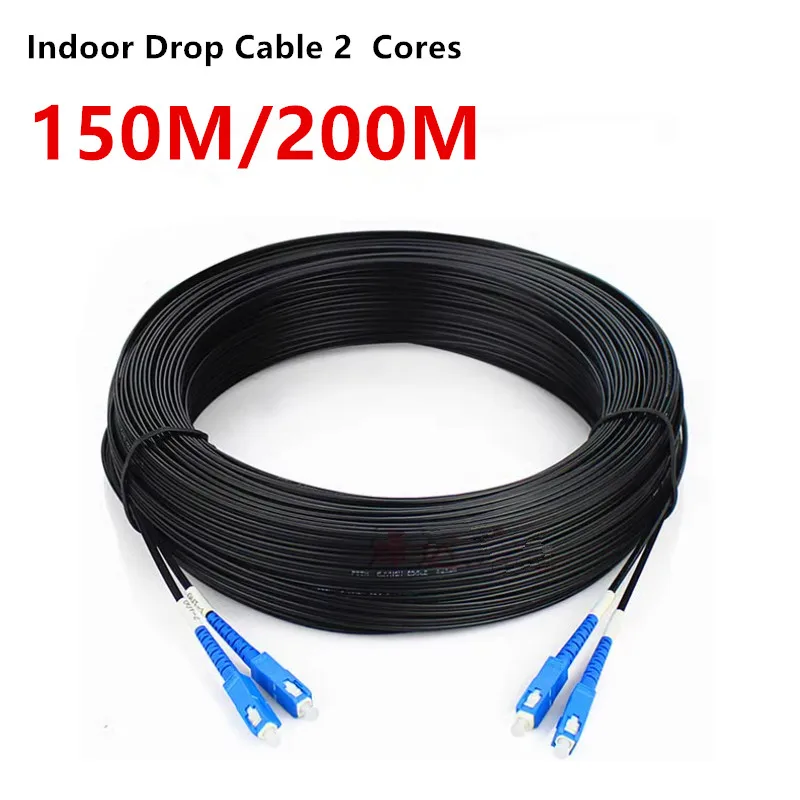 

Optical Fiber Indoor Drop Cable, 2 Core, 2 Steel Wire, Patch Cord, SC UPC SingleMode Jumper,150m/200m