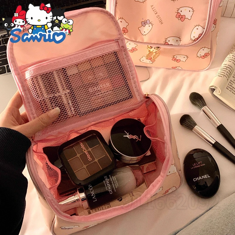 Sanrio Hello Kitty New Portable Cosmetic Bag Cartoon Fashion Women's Cosmetic Bag Large Capacity Storage Travel Toiletry Bag