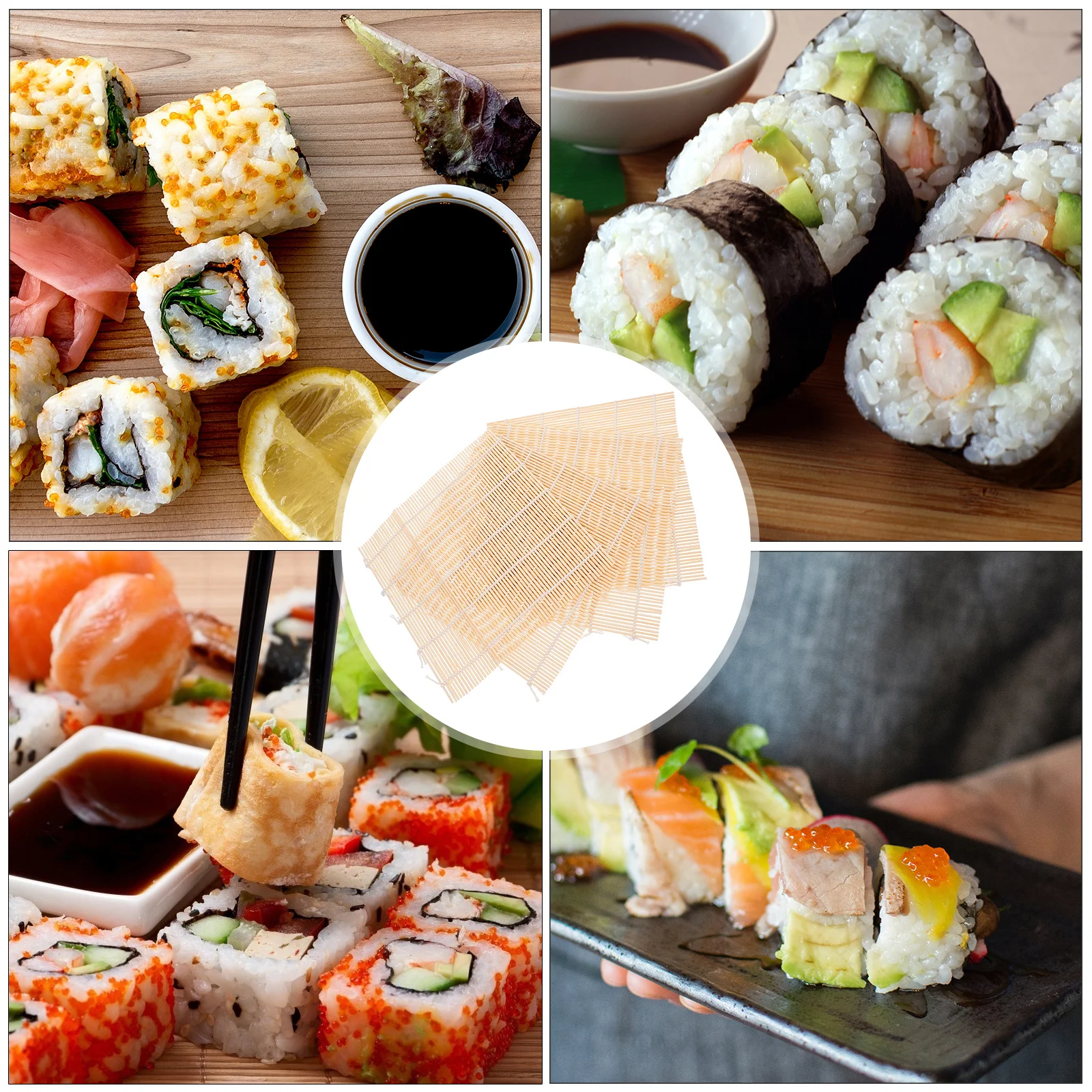 

4Pcs Sushi Rolling Mat Bamboo Non Stick for Homemade Sushi Making Tools Kitchen Supplies Kitchen Supplies
