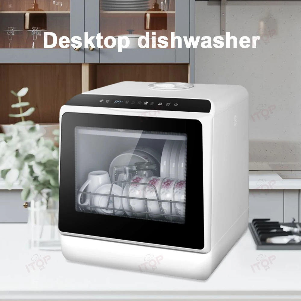 4 Sets Automatic Tabletop Dishwasher Household Countertop Dishwashers Mini Dishwasher For Kitchen Electric Carton Plastic White