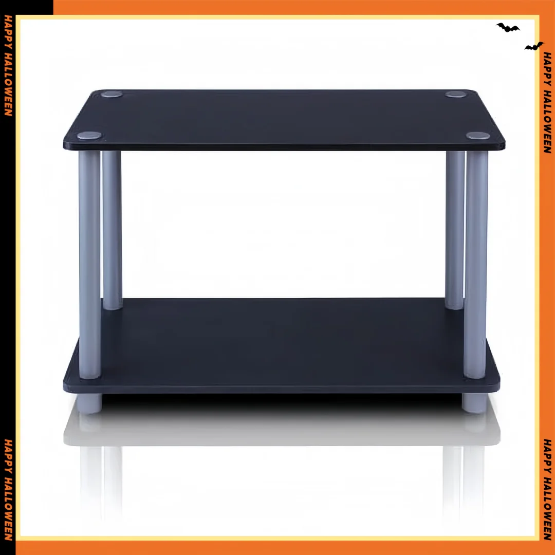 

2-Tier Tube Shelf - No Tools Assembly, Black/Grey End Table for Living Room/Bedroom