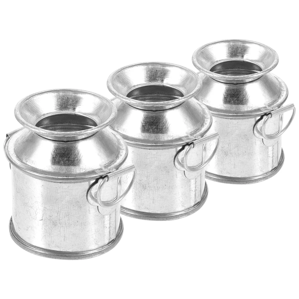 

3pcs Small Milk Jug Flower Pot Iron 3xH4 5x4 cm House Vase Model Decorative Wear Resistant Mini House Decor Tabletop Mini