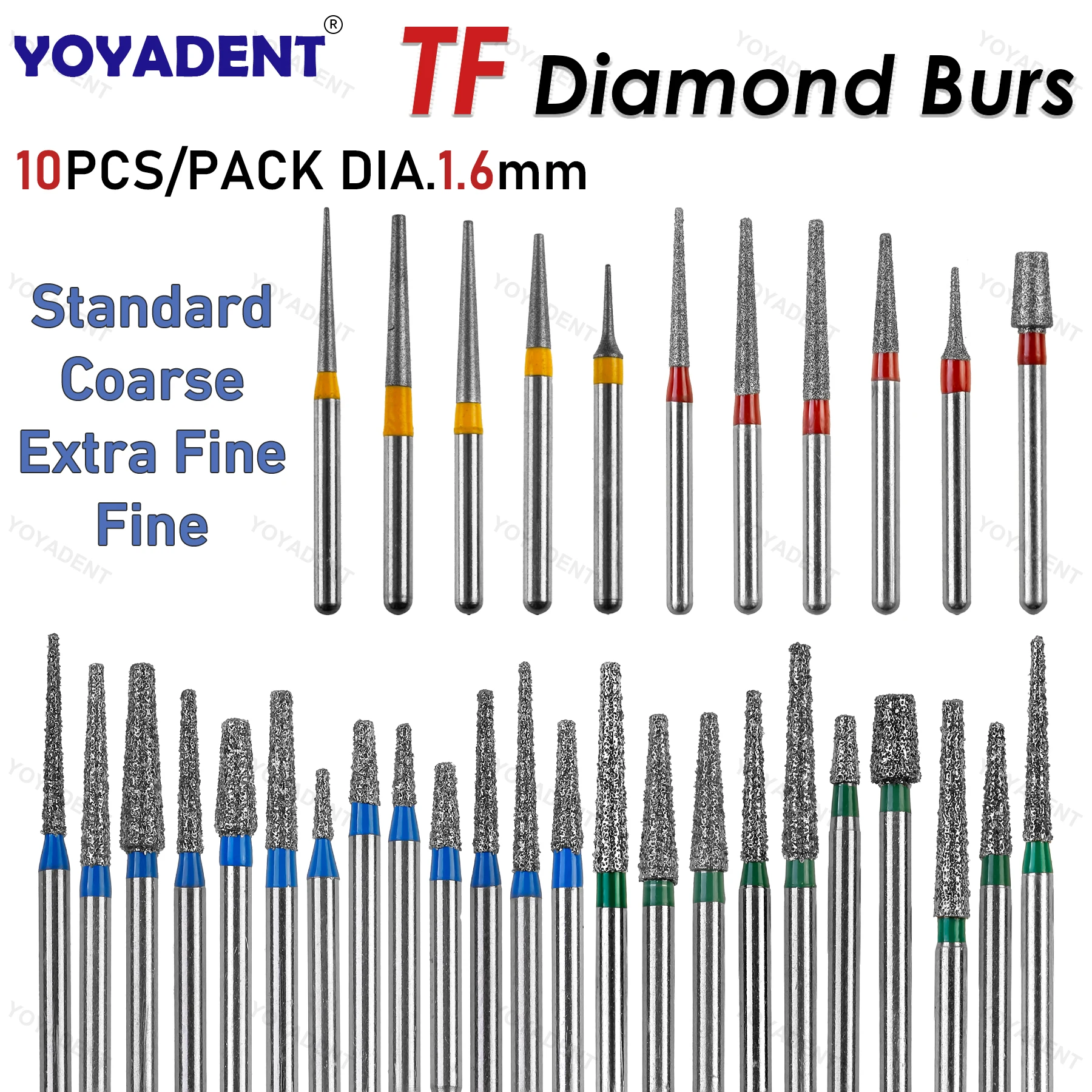 

Dental Diamond Burs TF Type Polishing Burs For High Speed Handpiece Dentistry Strawberries Dia.1.6mm10pcs/Pack Dental Lab