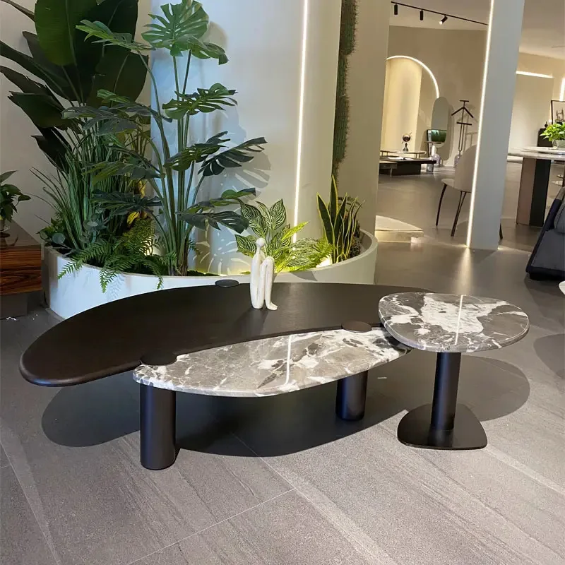 

Italian natural marble living room home high-end coffee table combination designer special-shaped coffee table