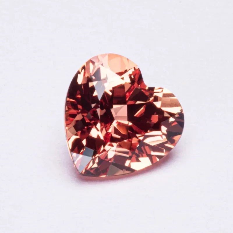 L-Lab Grown Sapphire a forma di cuore Colore arancione VVS1 Pietra preziosa per ciondoli Creazione di gioielli fai da te Materiali Certificato selezionabile