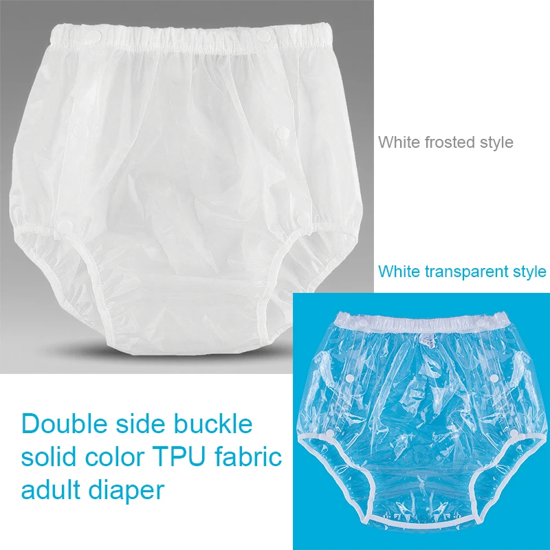 Two Side Snap Adult Cloth Diapers TPU Waterproof Fabric Frosted Snap Buttons Reusable Washable Incontinence Underwear