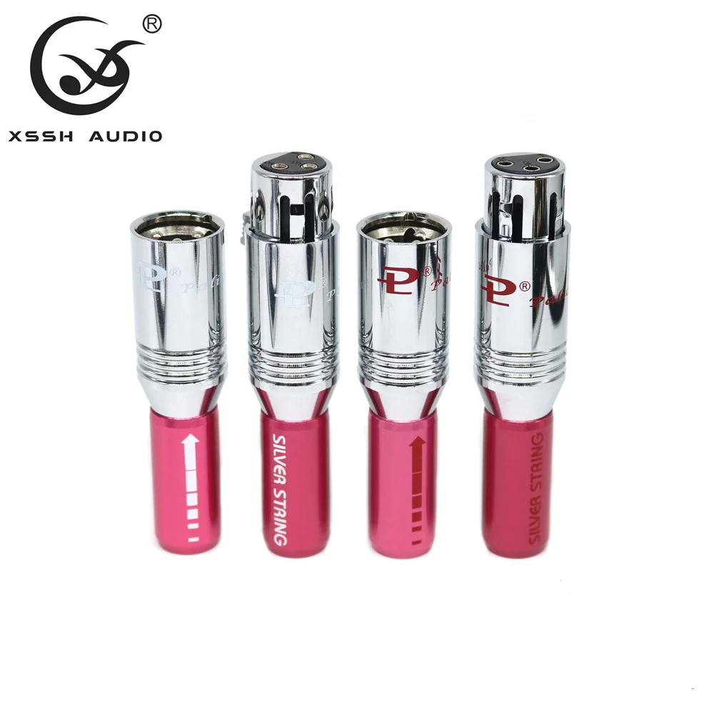 Weiblich Männlich XLR Hallo-end Hifi YIVO OEM Audio Jack 3 Pins Stecker Rot Metall Shell Messing 62% Kupfer überzogene Rhodium XLR Buchse Stecker – Detail 1