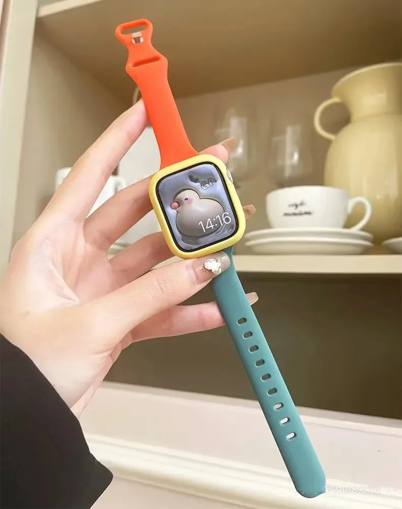 Ремешок силиконовый для Apple Watch Band 38/42/40/44 мм, мягкий тонкий резиновый браслет для Iwatch 49Ultra 9 8 7 6 5 4 3 2 41/45 мм