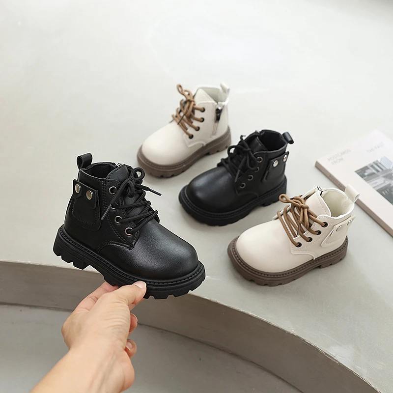 

Spring Autumn Fashion Girls Ankle Boots Platform Children's Boot for Boy Round-toe Non-slip Versatile Kids Causal Short Boots