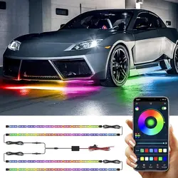 LED Car Underbody Neon Light Flexible Strip Underglow Remote APP Control RGB Dream Color Auto Decorative Ambient Atmosphere Lamp