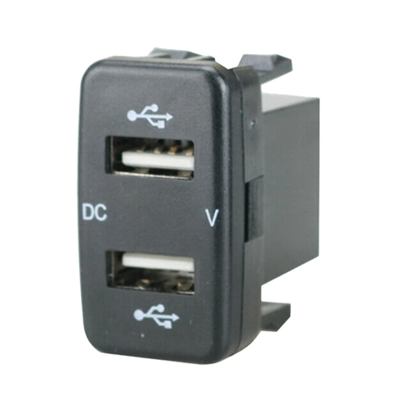 Adaptador de pantalla de voltios de carga de puerto USB Dual para coche, enchufe de cargador de coche, compatible con Toyota Green, 5 uds.