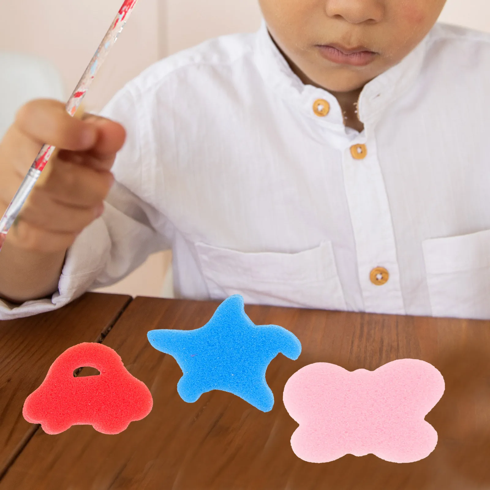 24Pcs DIY Painting Sponge Brush Set Assorted Patterns Easy to Dry and Clean Great Tool for Kids Art Lessons Art Painting Sponge