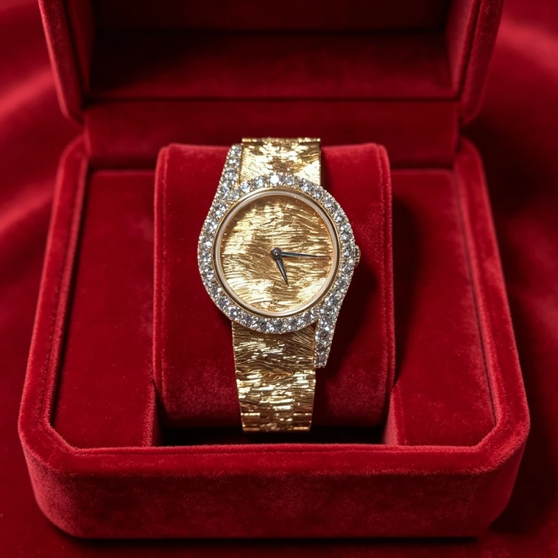 Cameo Jewelry Fashion Light Luxury Gold Plated Quartz Watch Premium Matte Zircon Adorned with Pure Silver 3T Waterproof Watch