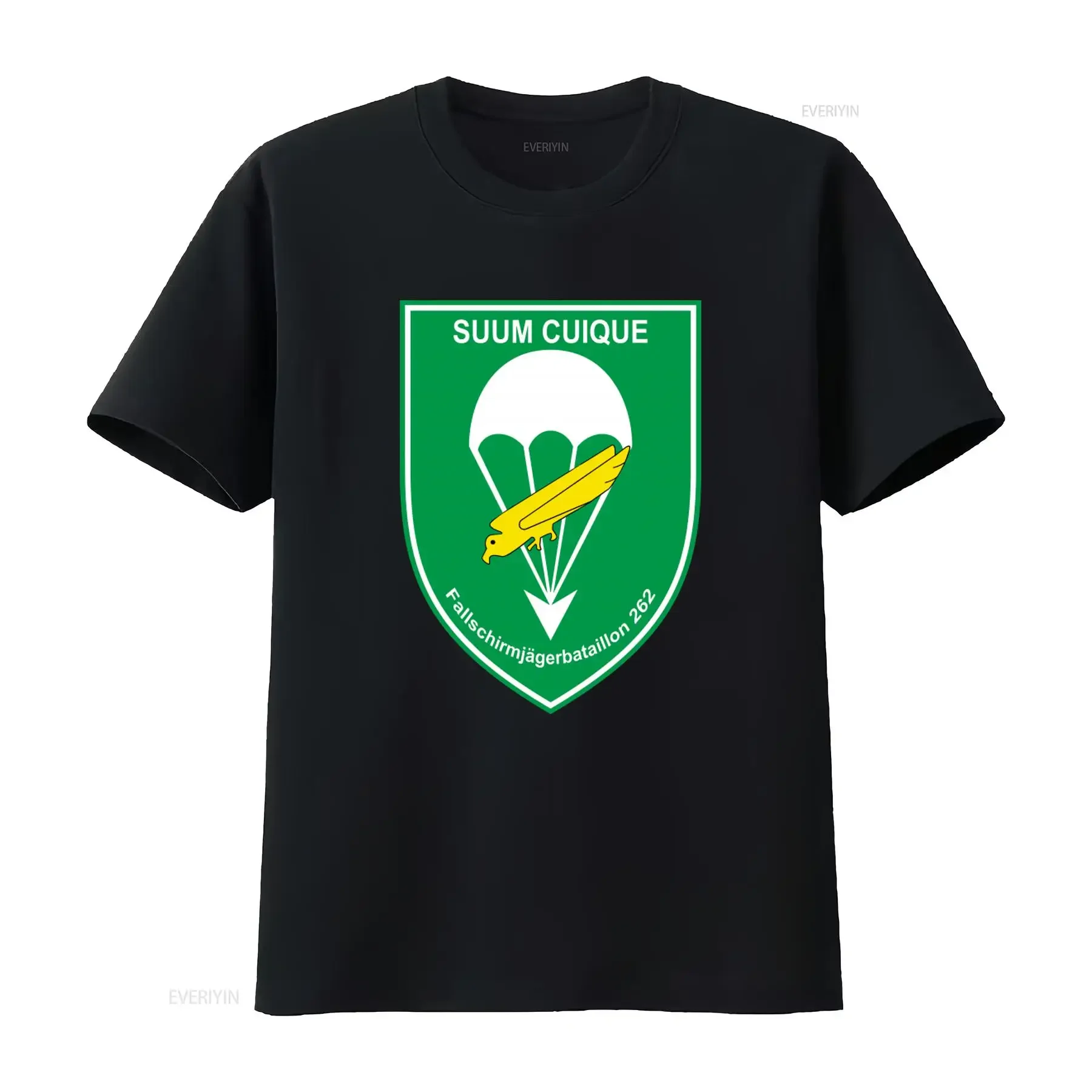 Military Inspired Parachute Tank Defense Battalion 262 Suum Cuique Paratrooper T Shirt for Men Premium Quality Print vintage