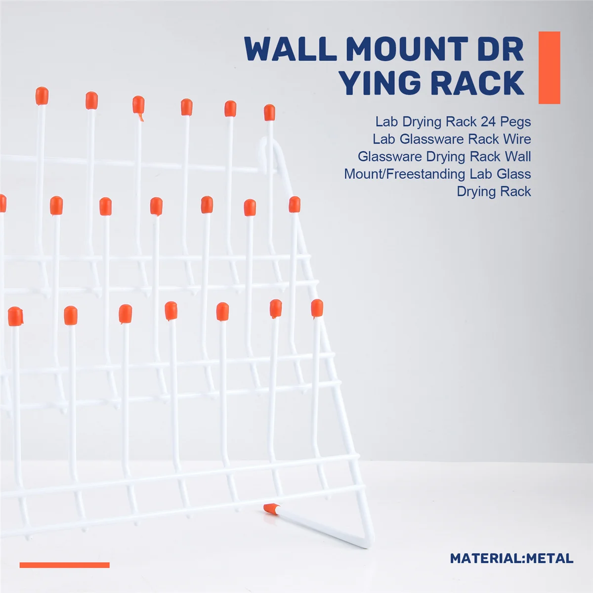 ABJG-Lab تجفيف الرف 24 أوتاد مختبر الأواني الزجاجية رف سلك الأواني الزجاجية تجفيف الرف جدار جبل/مختبر قائم بذاته