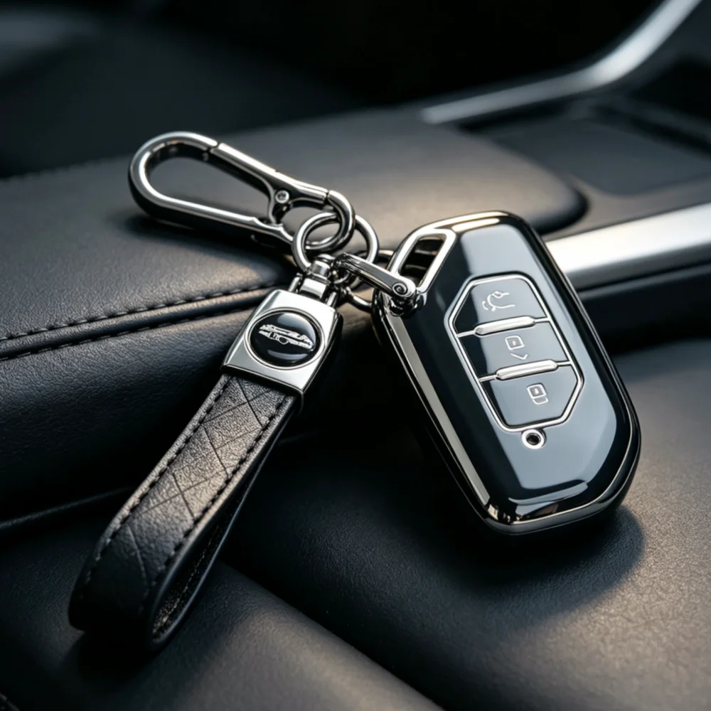 Key Fob Cover with Keychain For Dongfeng Fengxing Forthing T5 EVO 2021, only fits the car key shown.