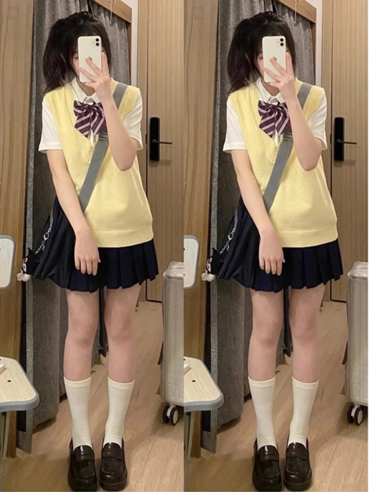 Women's V-Ne Svel Vest Yellow Knitted Sweater Inner Wear Pure Color Early Autumn College Sle JK orm Tank Top