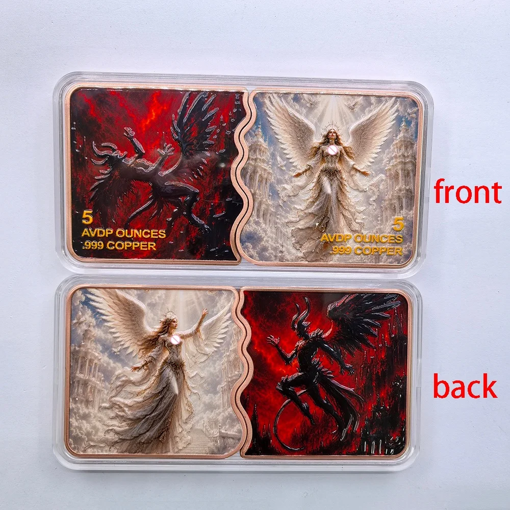 2 Designs Angel Demon Dragon .999 Pure Copper Collectible Bar 10 OZ Decorative Metal Art Bar Souvenir Gift Home Decor Crafts