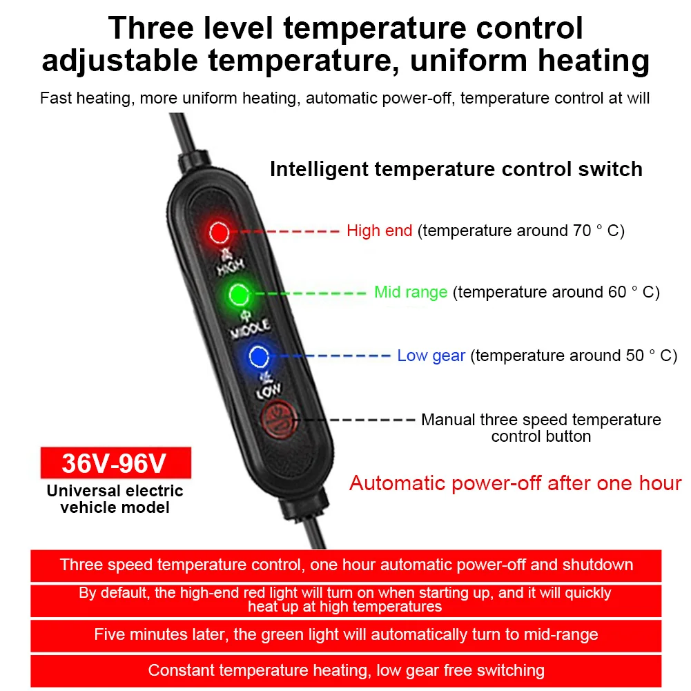 2024 new USB Scooter Bar Hand Warmer 3 Gear ATV Heated Grip Smart Temperature Control ATV Handlebar Heater Motorcycle Parts