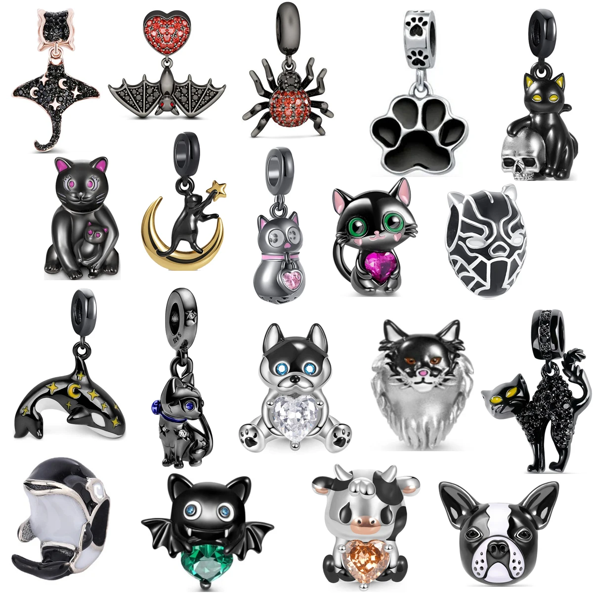 

Лидер продаж, подвески из стерлингового серебра 925 пробы, бусины, черное животное, собака, подходят для оригинального изготовления браслета для женщин, ювелирные изделия, брелок, кулон, подарки