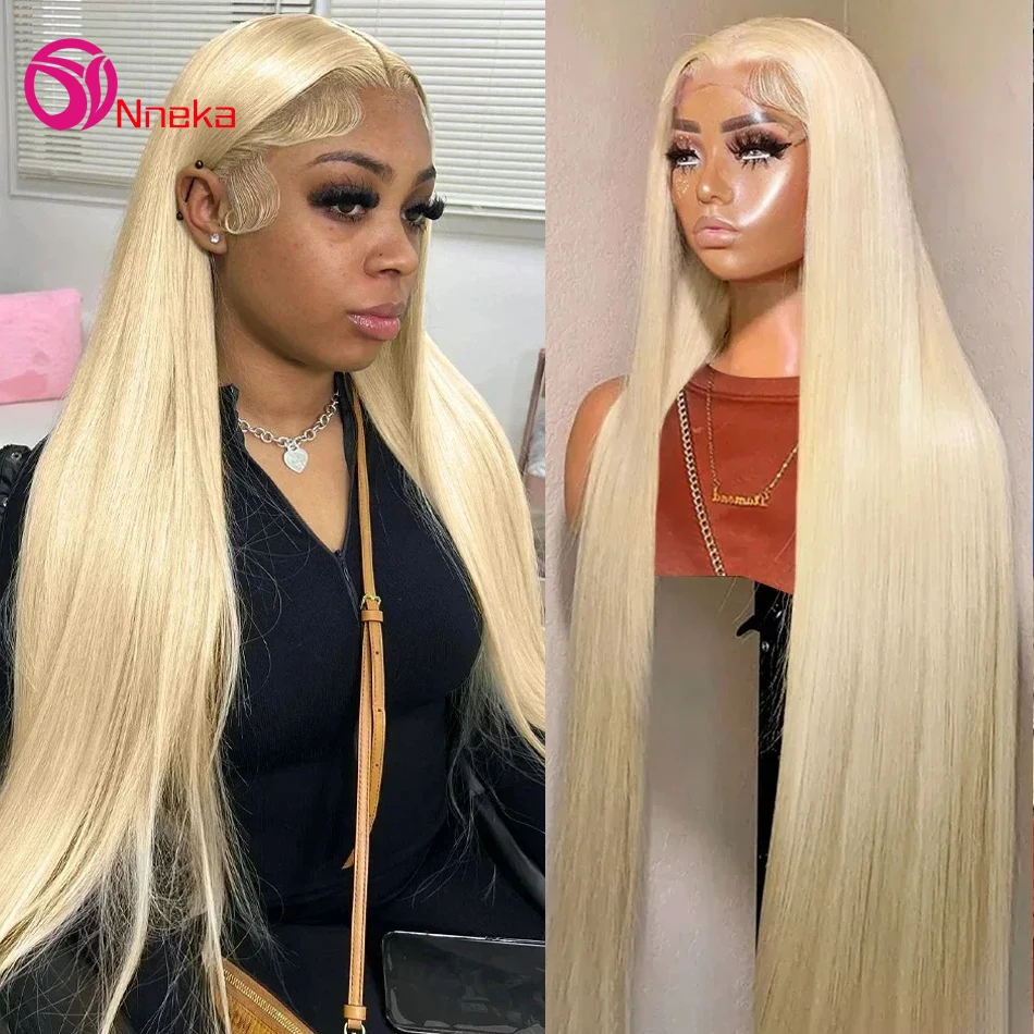 Perruque Lace Front Wig naturelle lisse, blond 613, 13x4, 13x6, 613 de densité, 100% de densité, 30 38 pouces