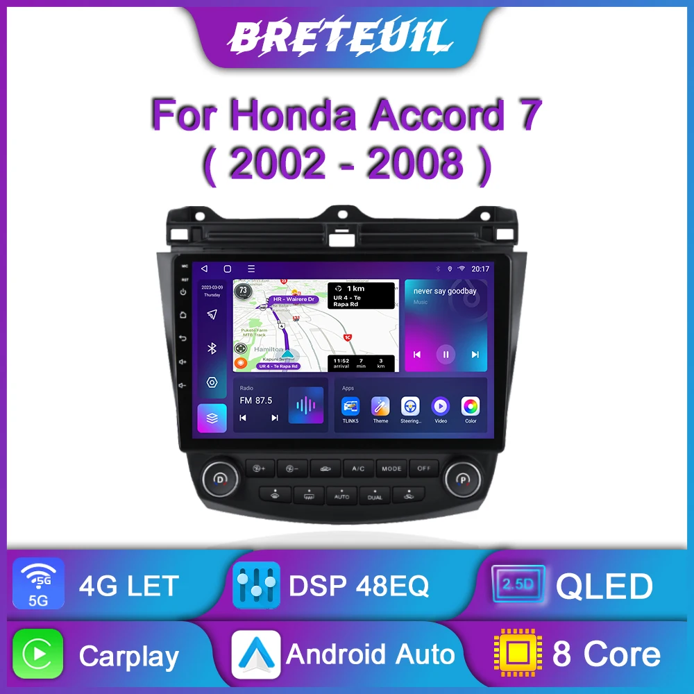 

Автомагнитола на Android, мультимедийный видеоплеер для Honda Accord 7 2003 2004 2005 2006 2007, навигация GPS, Carplay, QLED, сенсорный экран, автостерео