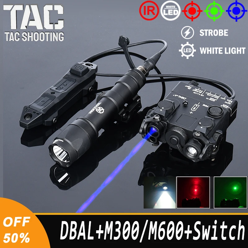 Tactical DBAL-A2 IR Red Green Blue Spot Aiming Laser M300A M600C White Light LED Scout Light With Dual Control Pressure Switch