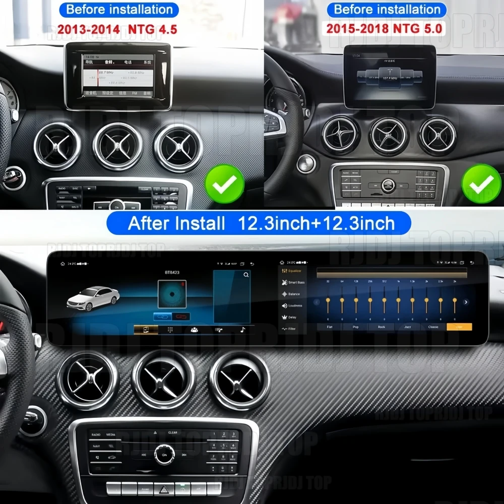 Car GPS Multimedia Video For Mercedes Benz A Class CLA GLA X156 W176 W246 2013-2018 Dual Screen Android 14 Carplay DSP Stereo 5G