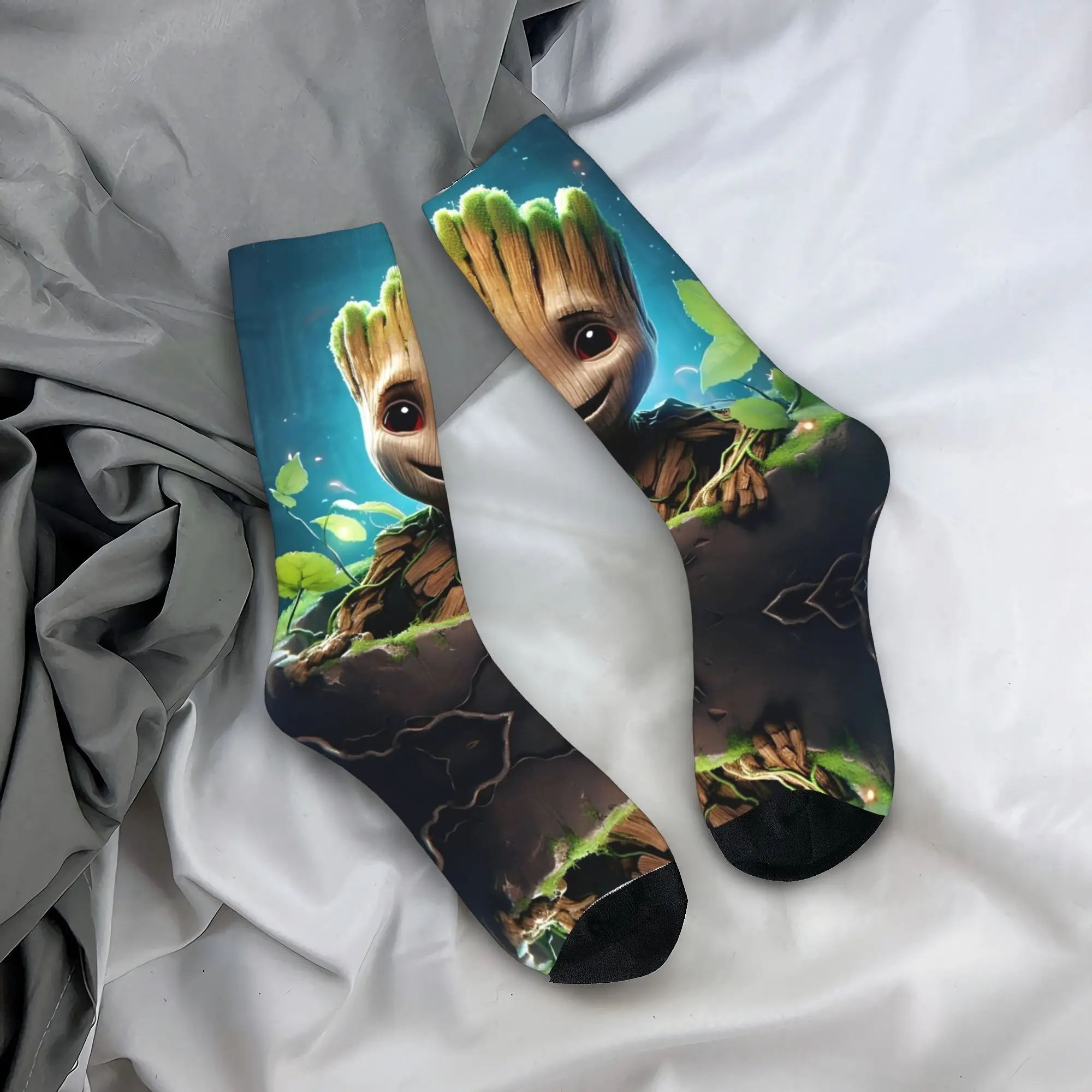 Guardians of the Galaxy Groot Socks Men Women Polyester Casual Cartoon Cute Socks Harajuku Autumn Winter Middle Tube Socks Gifts