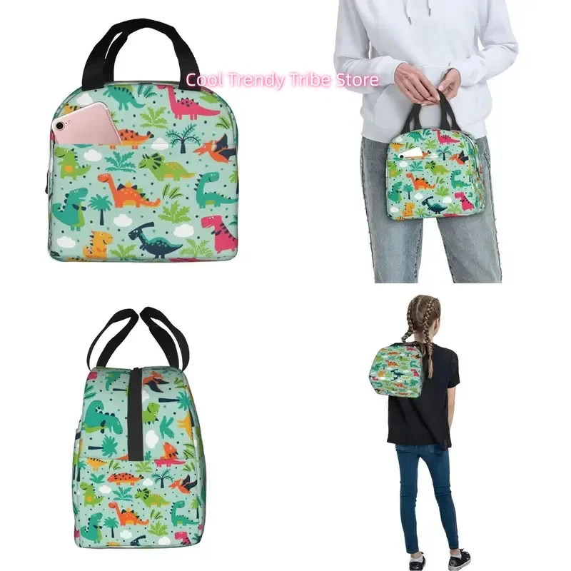 Dinosaur Cute Cartoon Insulated Lunch Bags Leakproof Meal Container Thermal Bag Tote Lunch Box Beach Outdoor Men Women