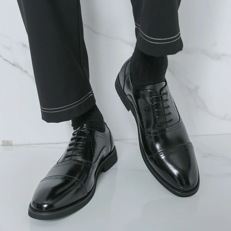 

Мужские туфли дерби, однотонные классические простые модные деловые модельные туфли на низком каблуке со шнуровкой