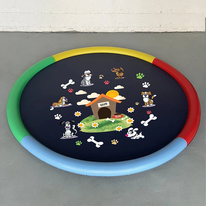 Spritzschutz für Hunde und Kinder – rutschfester Hundeschwimmbecken für große Hunde, 0,45 mm verdickte und langlebige Wasserspielmatte für den Außenbereich, Sommer-Sprinkler-Spielzeug für den Hinterhof (22, Blau)