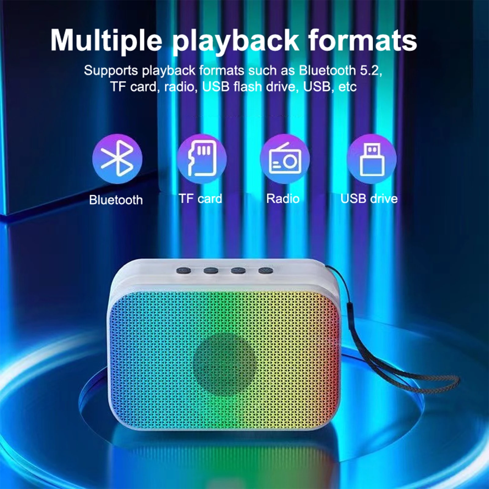 Bluetooth Subwoofer Multifunctional LED Atmosphere Outdoor Home Wireless Sports Fitness Speaker Portable Business Trip Unisex