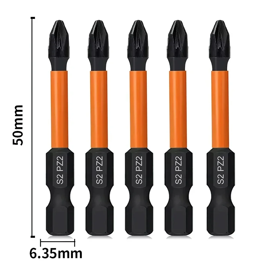 PZ2 Impact Screwdriver Bits (5Pcs) - 50mm/75mm/100mm Pozidriv Driver Bit Set for Power Drills
