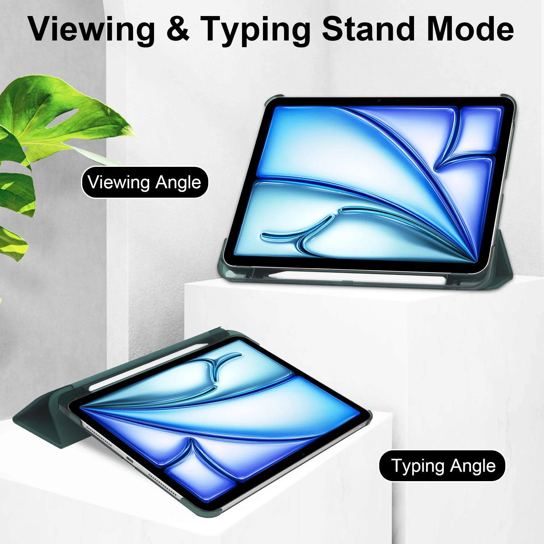 أغطية جلد لجهاز iPad air 13 2025 2024 Pro12.9 2018 2020 2021 2022 حافظة ثلاثة أضعاف فتحة فرشاة بلوري شفافة مع موقع القلم #5