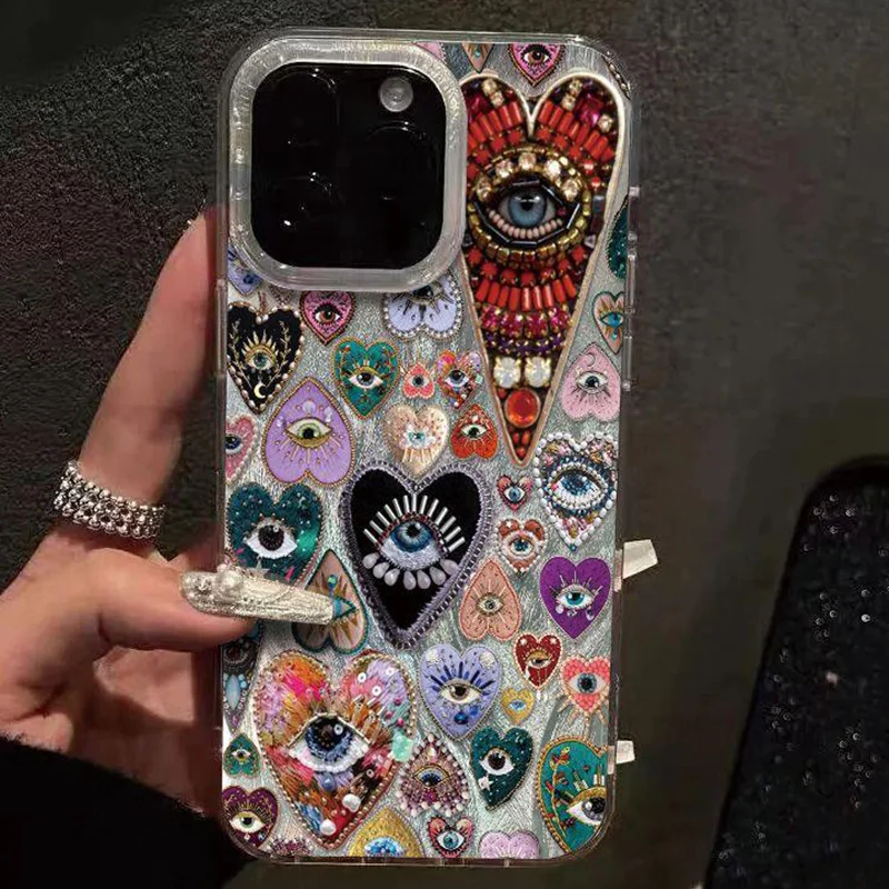 

Phone Case For iPhone 16 15 14 13 12 11 8 7 X XS XR Pro Max Plus European American Style INS Love Eyes Print Protective Cover