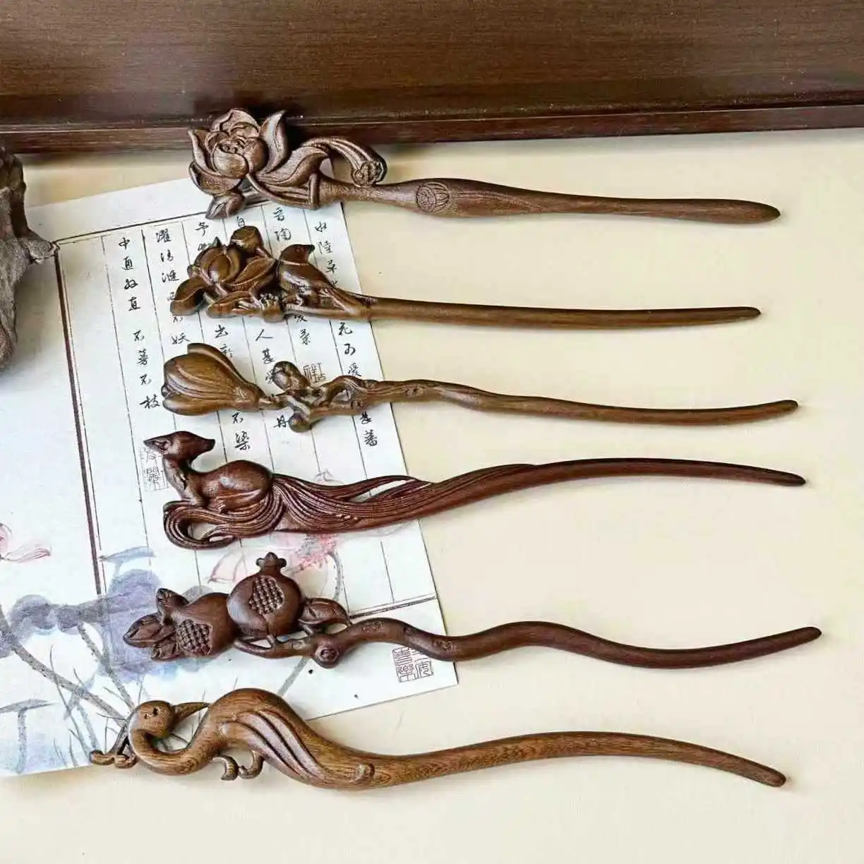 Chinese Cat Pattern Hair Sticks Wooden U Shaped Hair Forks for Women Girls Hanfu Hairpin Headwear Colors may vary image 6