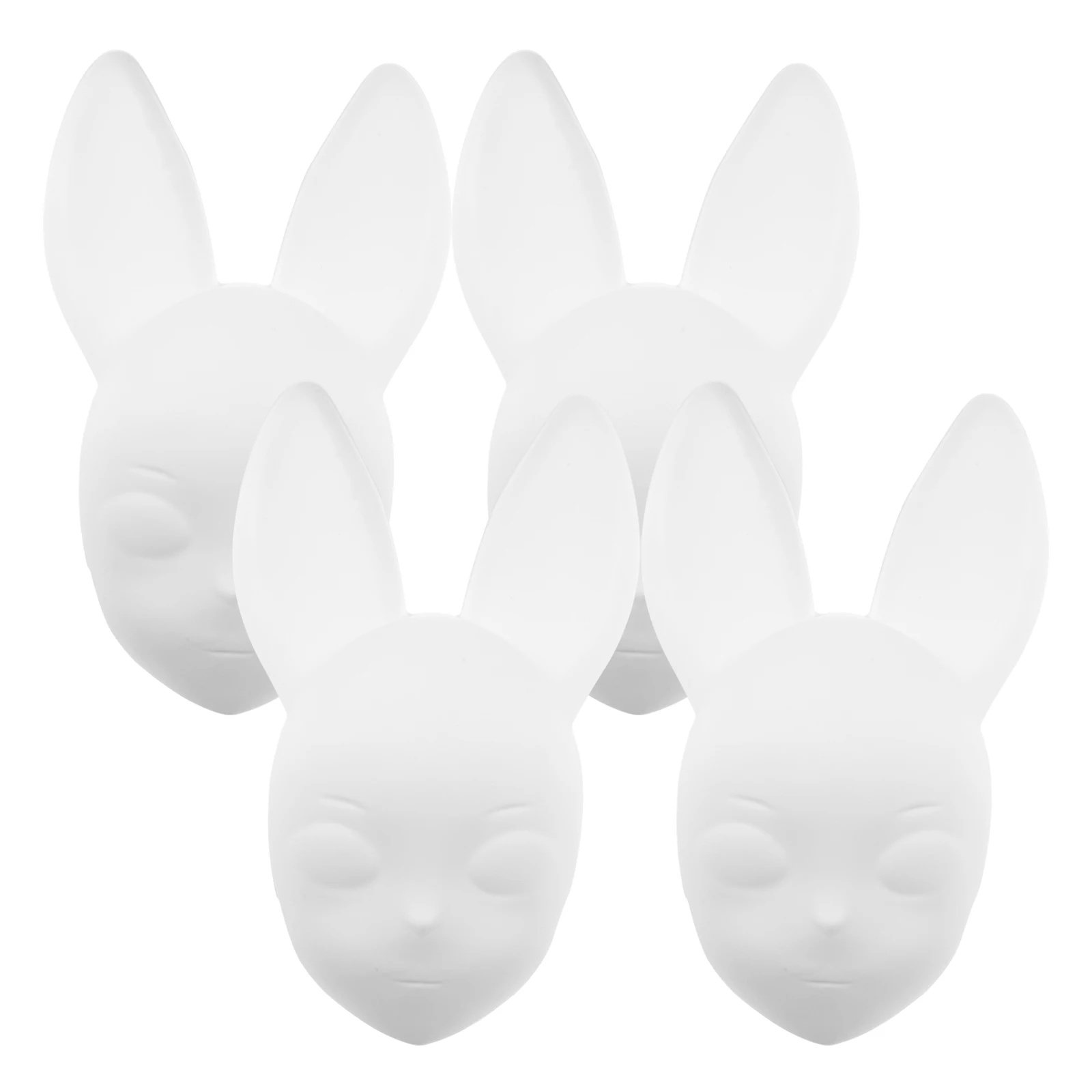 

4pcs Rabbit Face Masks Blank White DIY for Cosplay Halloween Masquerade Parties Unfinished Hand Paintable Craft Accessories