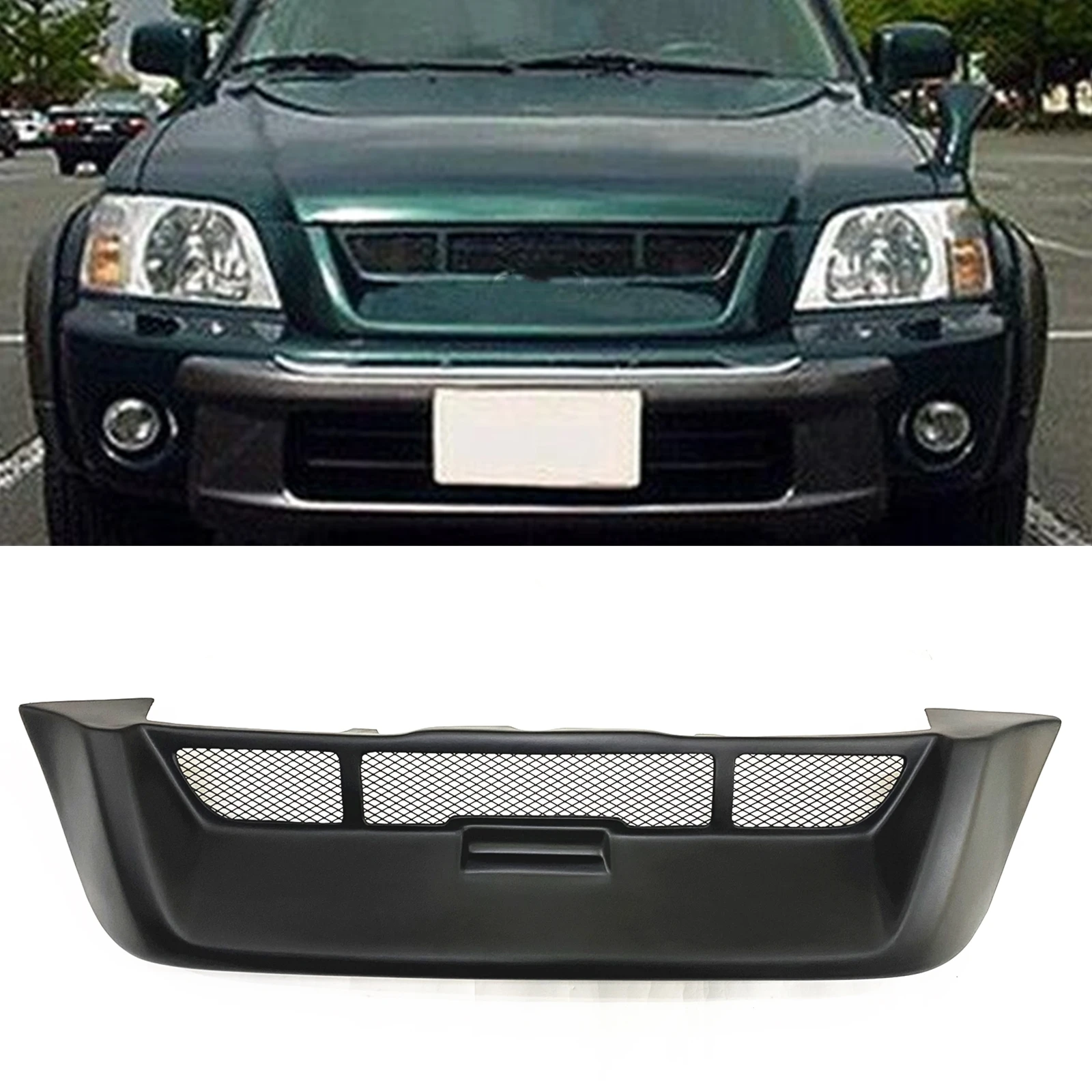 

For Honda CR-V CRV 06.1997-1998 1999 2000 2001 Fiberglass/Real Carbon Fiber Front Grille Grill Car Upper Bumper Hood Mesh Grid