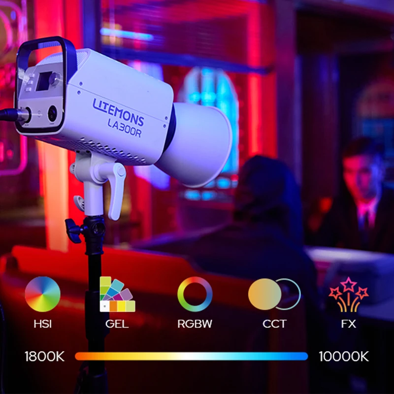 Godox LA150R/200R/300R RGB Full-color Fill Light 1800K-10000K COB Video Light App Control for Live Streaming Photography