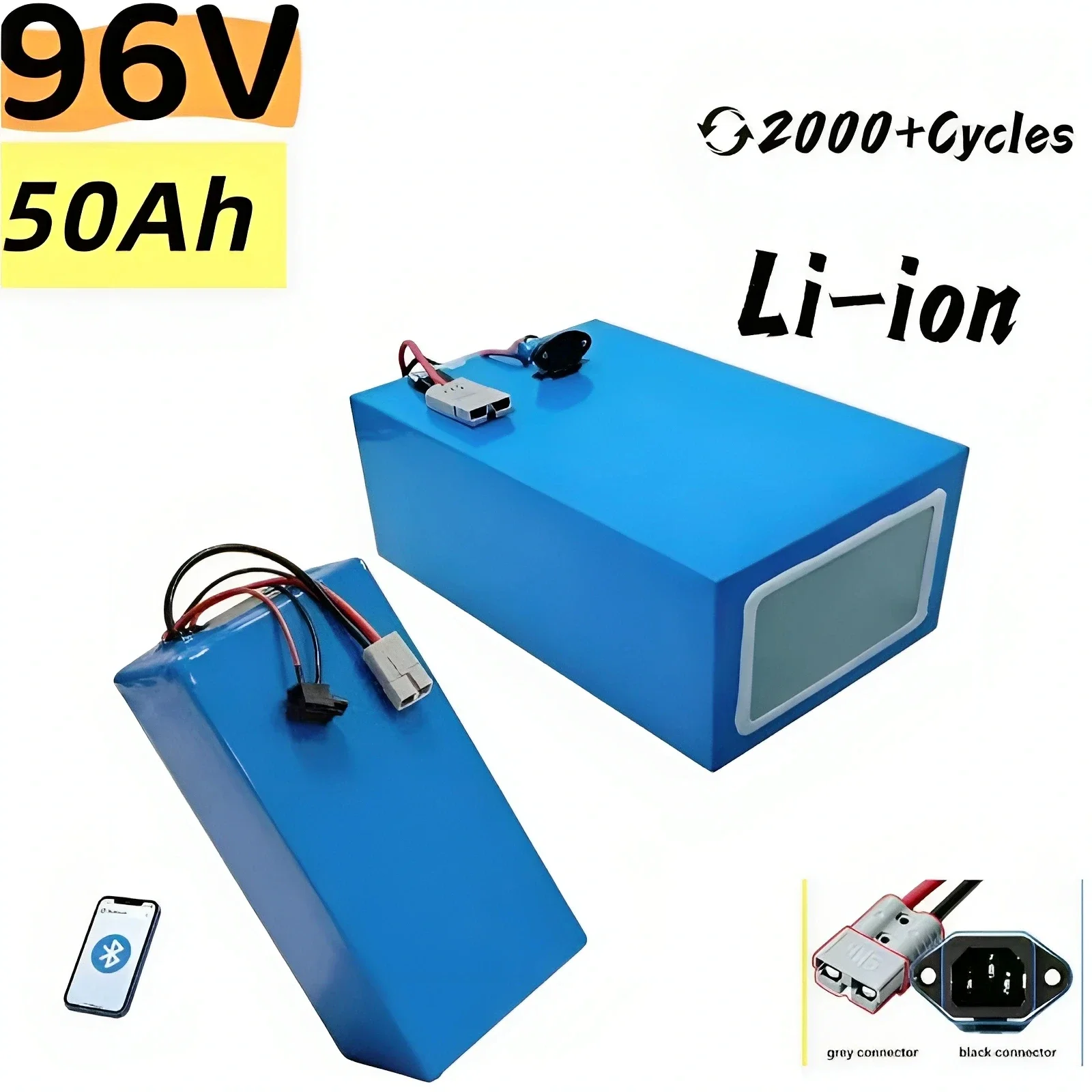26S 96V 60Ah/100Ah/200Ah High-Capacity Li-ion Lithium Battery Pack, built-in 100A/200A intelligent BMS for overcharge, over-disc