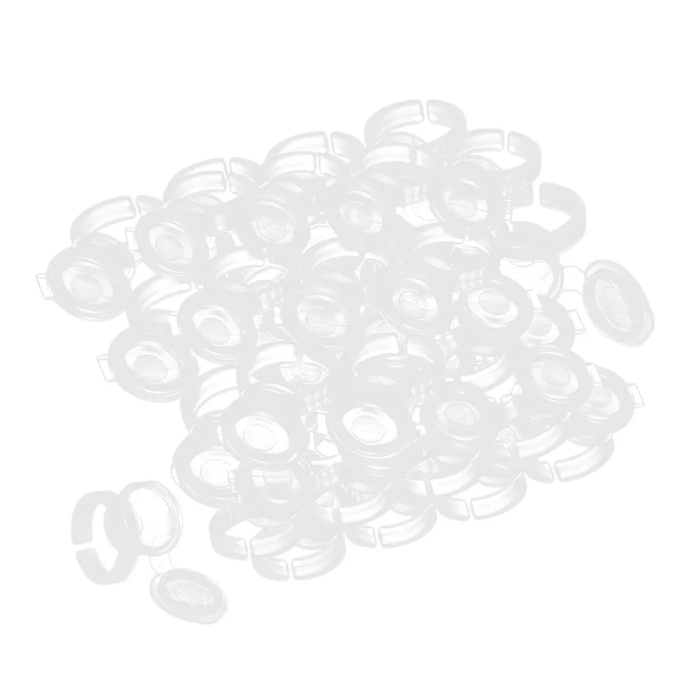 50Pcs Ink Ring Cups Disposable Clear Pigment Container for Eyebrow Tattooing Eyelash Extension Makeup Tool Rings and Cups