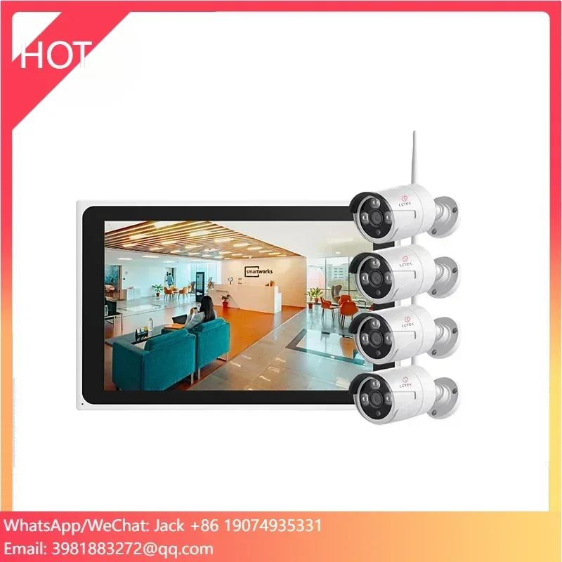 LCLCTEK TUYA SMART 4CH Wireless 3MP NVR CCTV Kit with 10 LCD Screen Security Wireless Cctv System