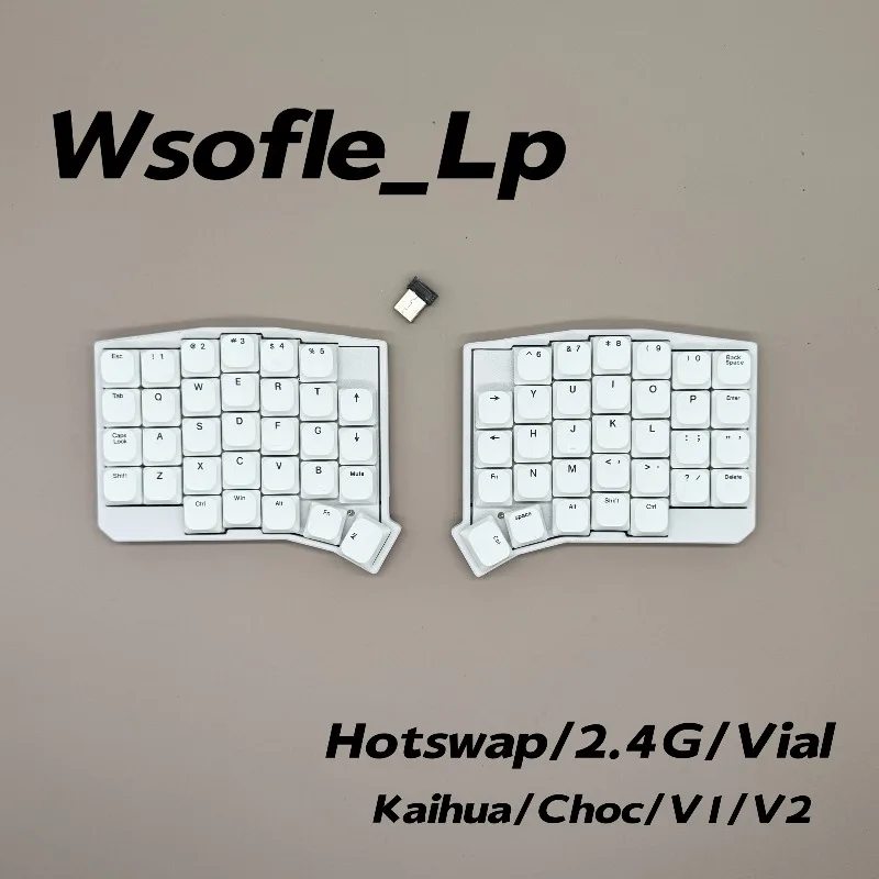 

WSOFLE Беспроводная разделенная клавиатура Kailh Choc V1/V2 Низкопрофильные переключатели с горячей заменой Эргономичная игровая/ежедневное использование Совместимость с VIAL