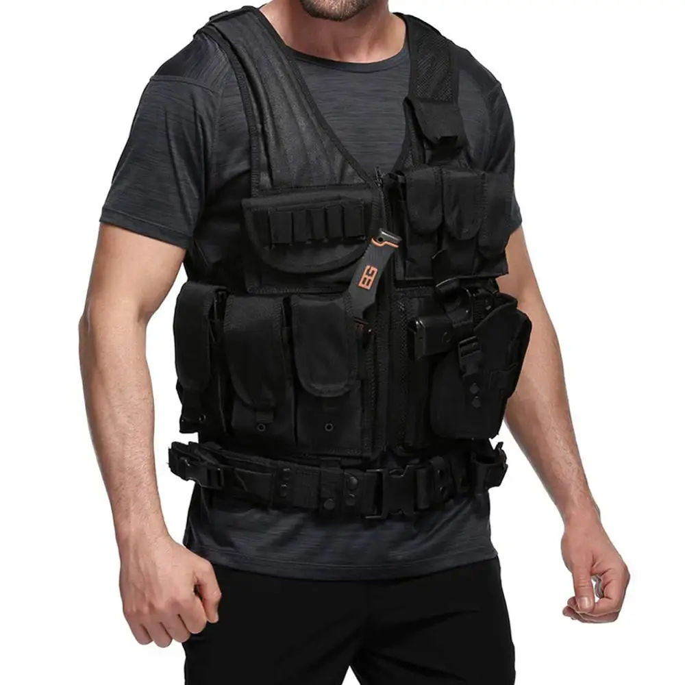 Swat Tactical Vest Jacket Chest RigPocketAdjustable Hunting Security Clothes  CS Cosplay Hunting Vest Camping accessory