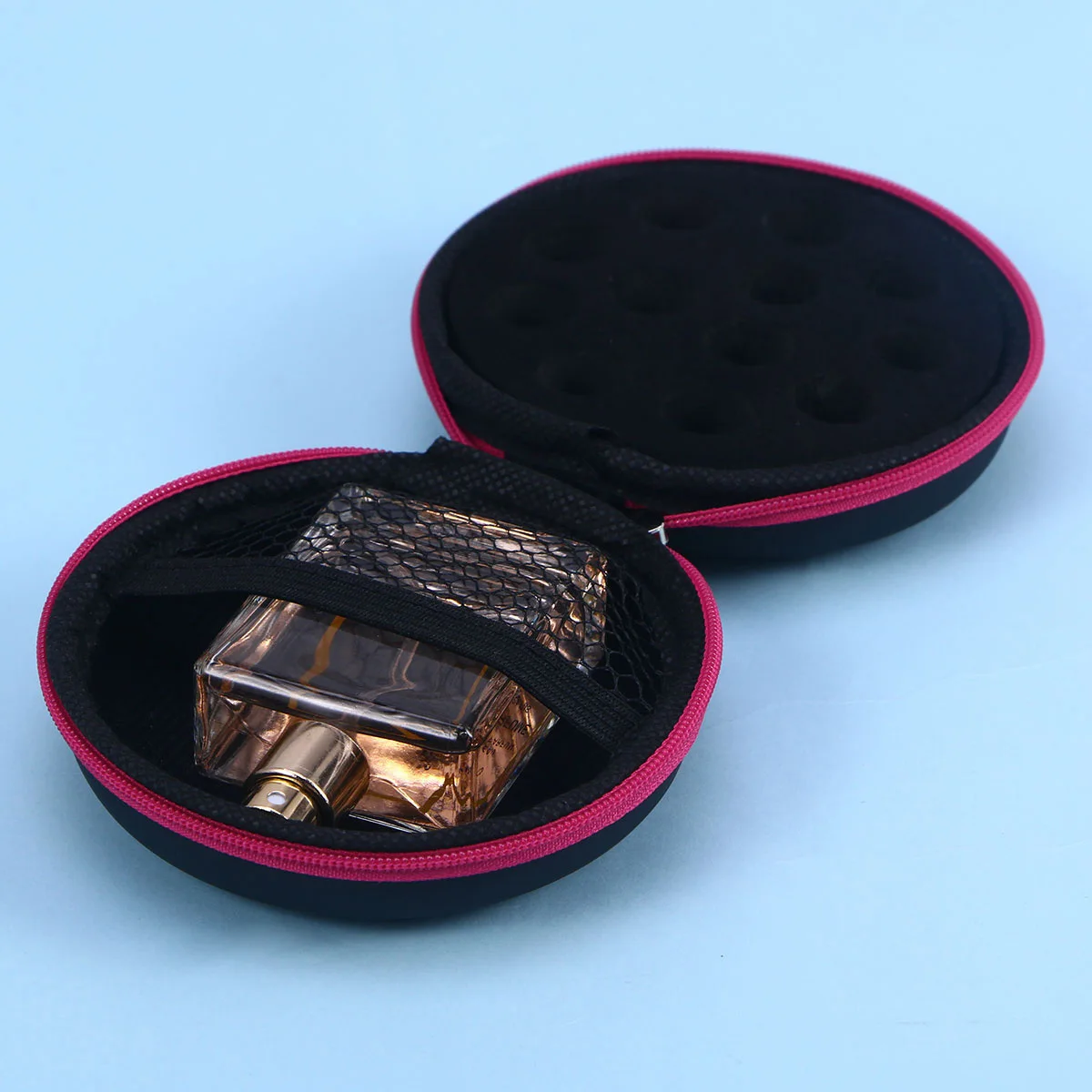 

12-сетка, искусственная круглая сумка для хранения эфирного масла, портативный противоударный противоскользящий дорожный чехол-держатель, розово-красный