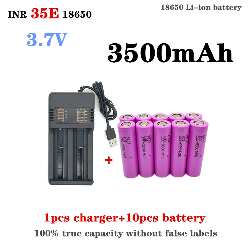 

Original 100% true capacity INR 35E 18650 3500mAh lithium-ion battery 3.7V 25A discharge rechargeable battery