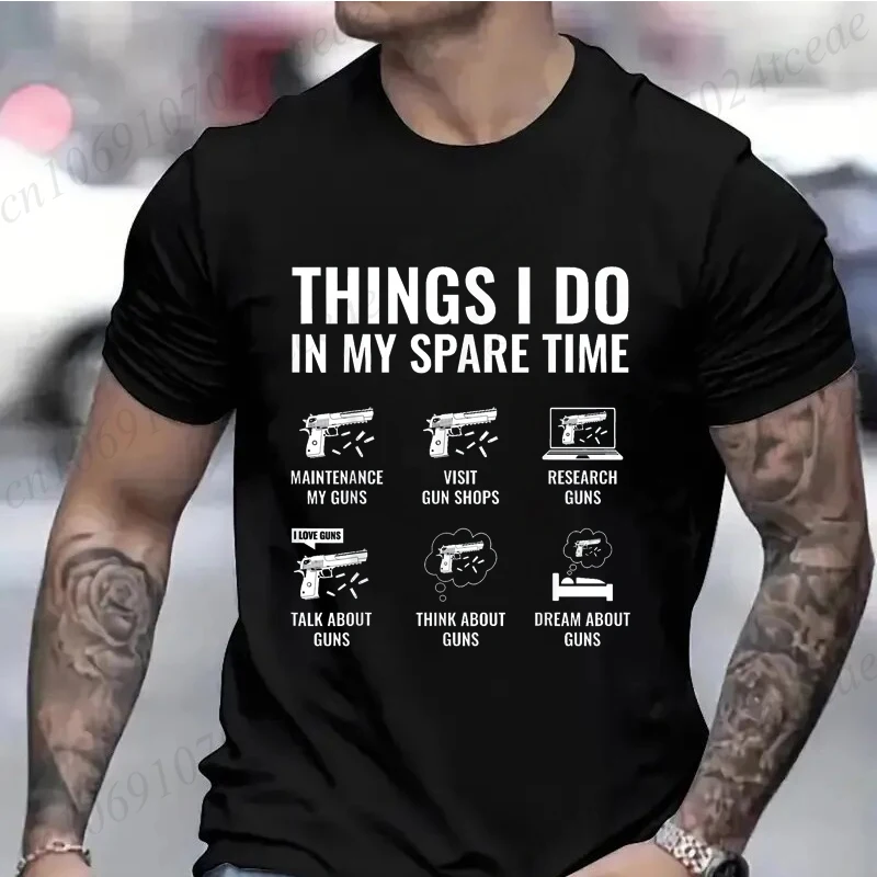 Sommer Mode T-shirt Tägliche Freizeit T Shirt Dinge, die ich in meiner Ersatzzeit tun Lustige Gun Lover Gun Enthusiast Herren Kleidung T-Shirts